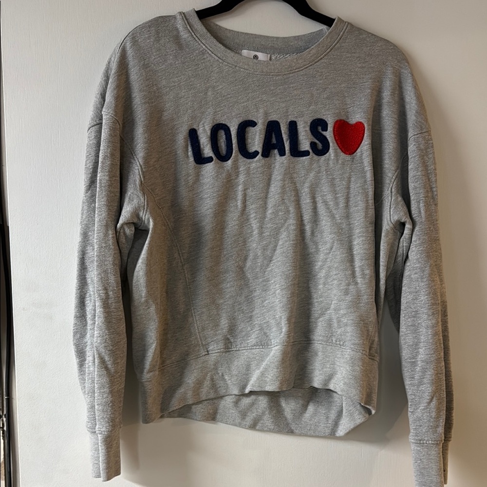 Sundry Heather Gray Sweatshirt with Red Logo